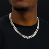 Iced Cuban link chain 12mm silver