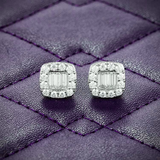 VVS 10MM Baguette Moissanite Stud Earrings Screw Back