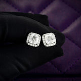 VVS 9MM Moissanite Halo Stud Earrings Screw Back