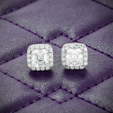 VVS 9MM Moissanite Halo Stud Earrings Screw Back