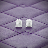 VVS 6MM Moissanite Square Cluster Stud Earrings Screw Back