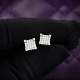 VVS 6MM Moissanite Square Cluster Stud Earrings Screw Back