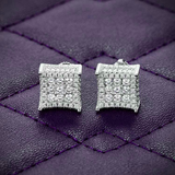 VVS 9MM Square Stud Moissanite Cluster Earrings Screw Back